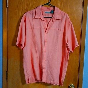 Men's 2XL Cubavera Salmon Colored Button Down Casual Shirt